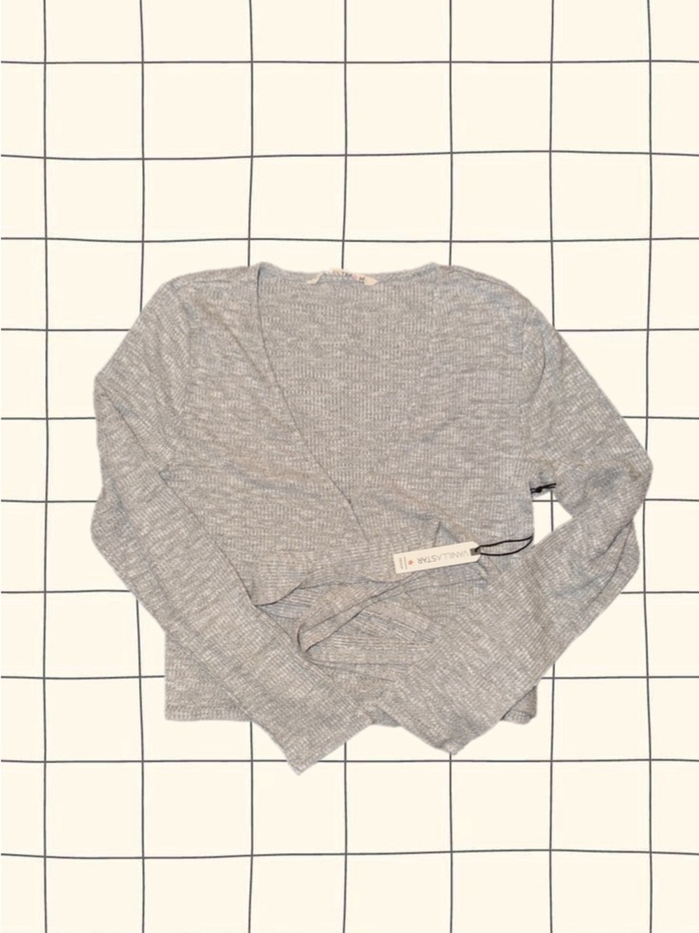 Vanilla Star - Gray Ribbed Wrap Top